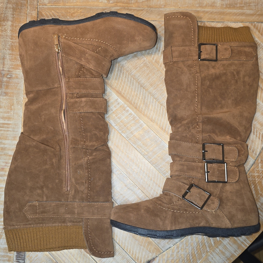 ☆Anna Brown Suede Boots with Buckle Straps☆ - Picture 6 of 8